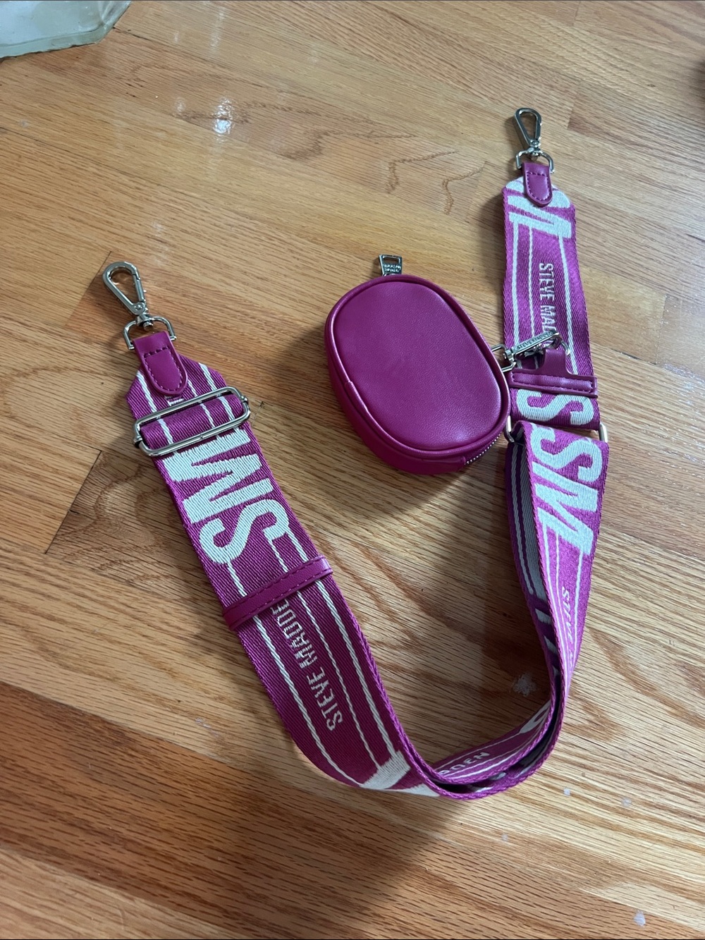 Steve Madden Kids Magenta Logo Strap with Matching Pouch